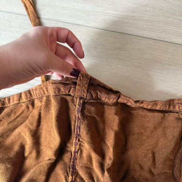 Free Size Boho Brown Wrap Skirt with Belt Loops - Picture 2 of 4